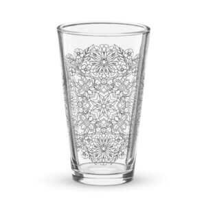 Simple Floral Mandala Shaker/Pint Glass ENTERTAINING cgk.ink
