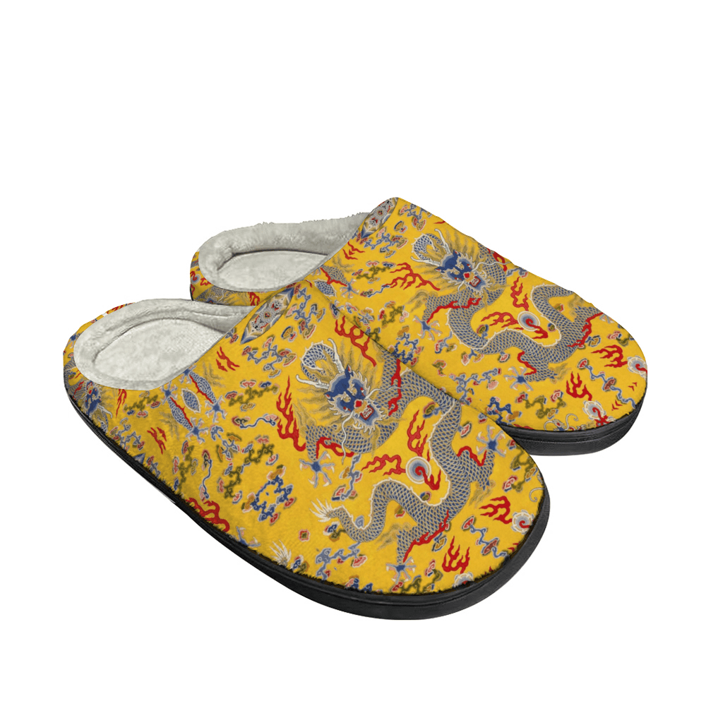 Yellow River Dragon Flannel Slippers