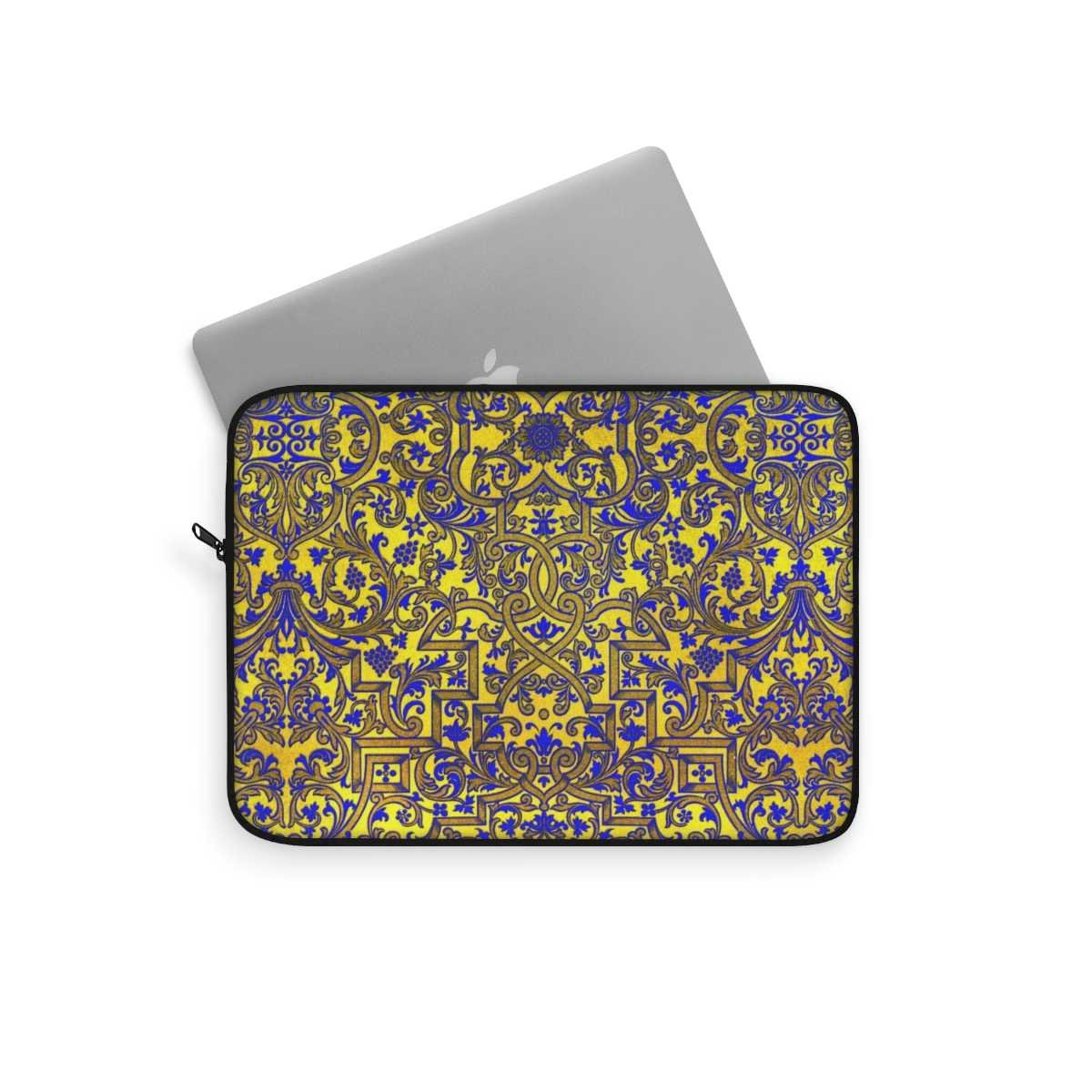 Yellow Indigo Brocade Laptop Sleeve - Image 5