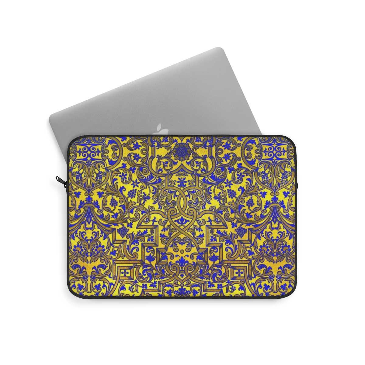 Yellow Indigo Brocade Laptop Sleeve - Image 8