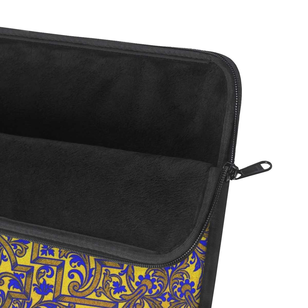 Yellow Indigo Brocade Laptop Sleeve - Image 3