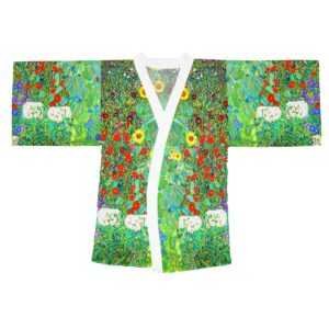 Farm Garden (Gustav Klimt, 1907) Long Sleeve Kimono Robe Gustav Klimt cgk.ink