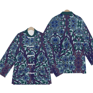 Indigo Rose Vine Tang (Tangzhuang) Classic Jacket CHINA cgk.ink