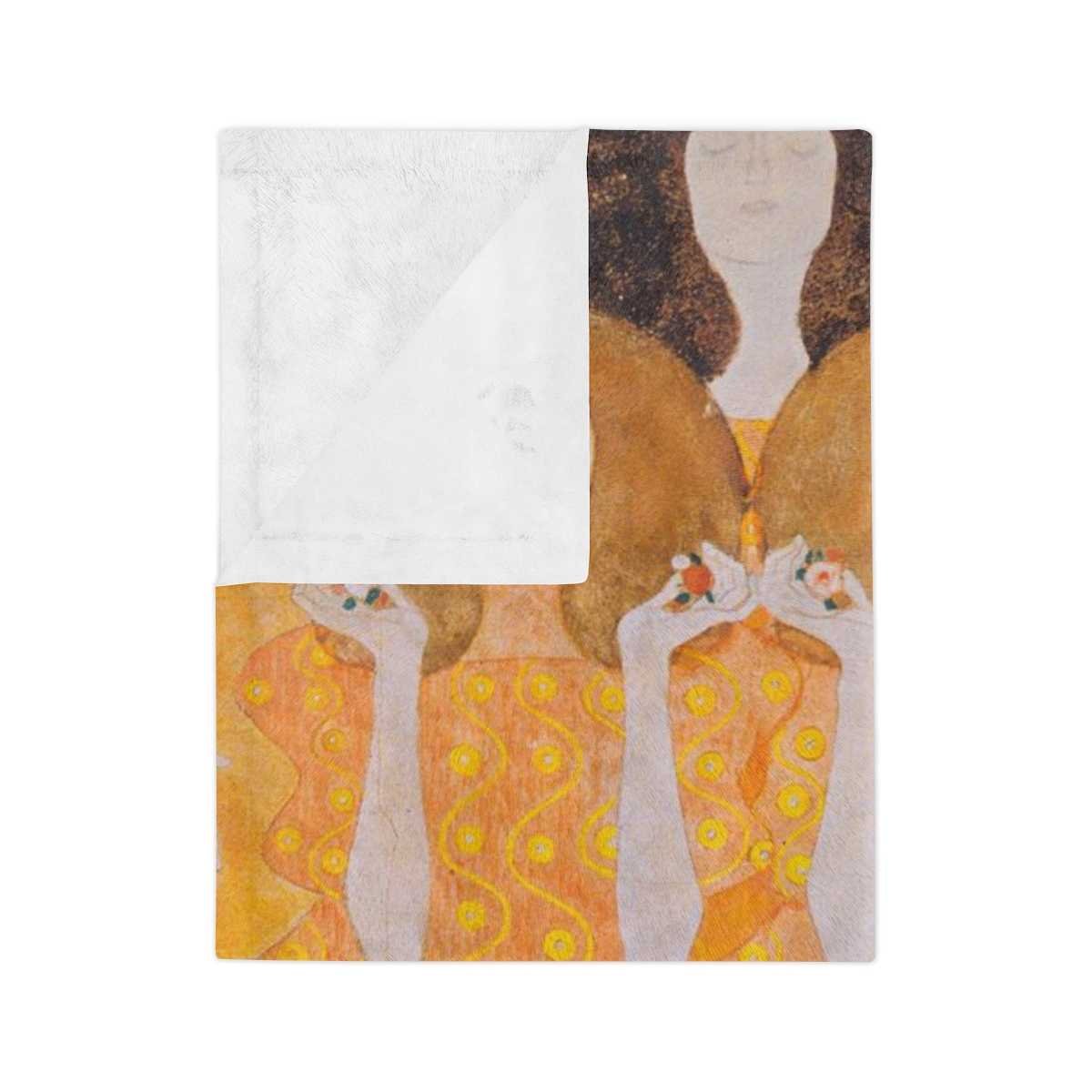 Gustav Klimt: Choir of Angels Detail Velveteen Minky Blanket - Image 2