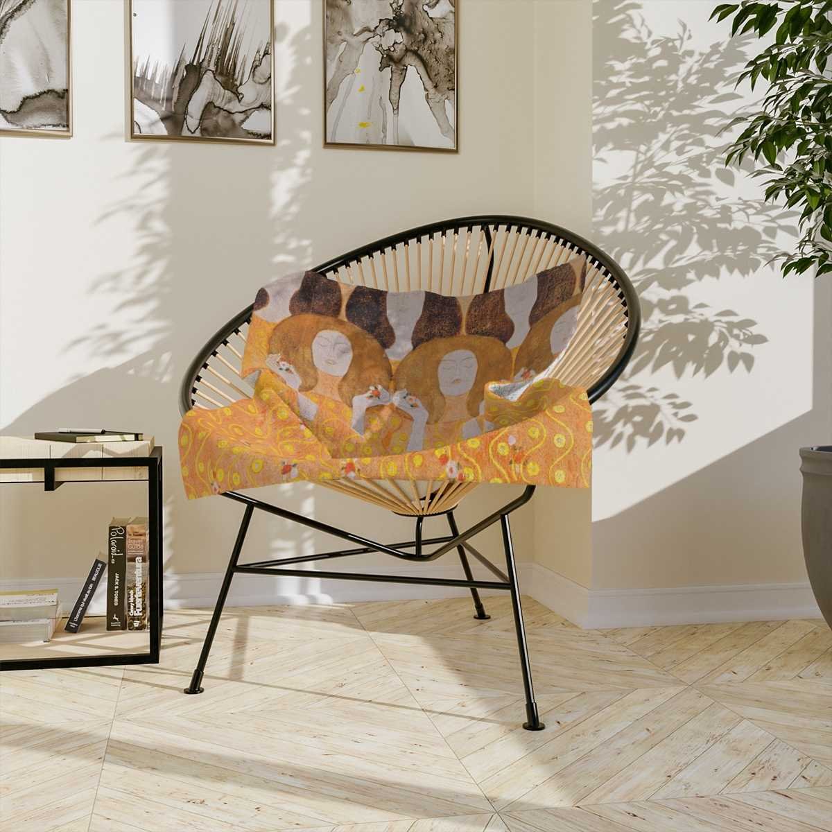 Gustav Klimt: Choir of Angels Detail Velveteen Minky Blanket - Image 3