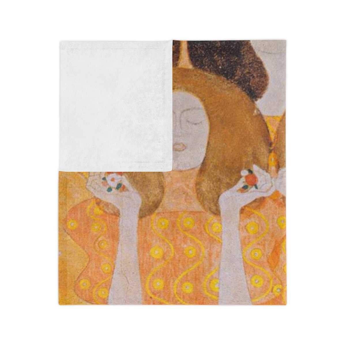 Gustav Klimt: Choir of Angels Detail Velveteen Minky Blanket - Image 7