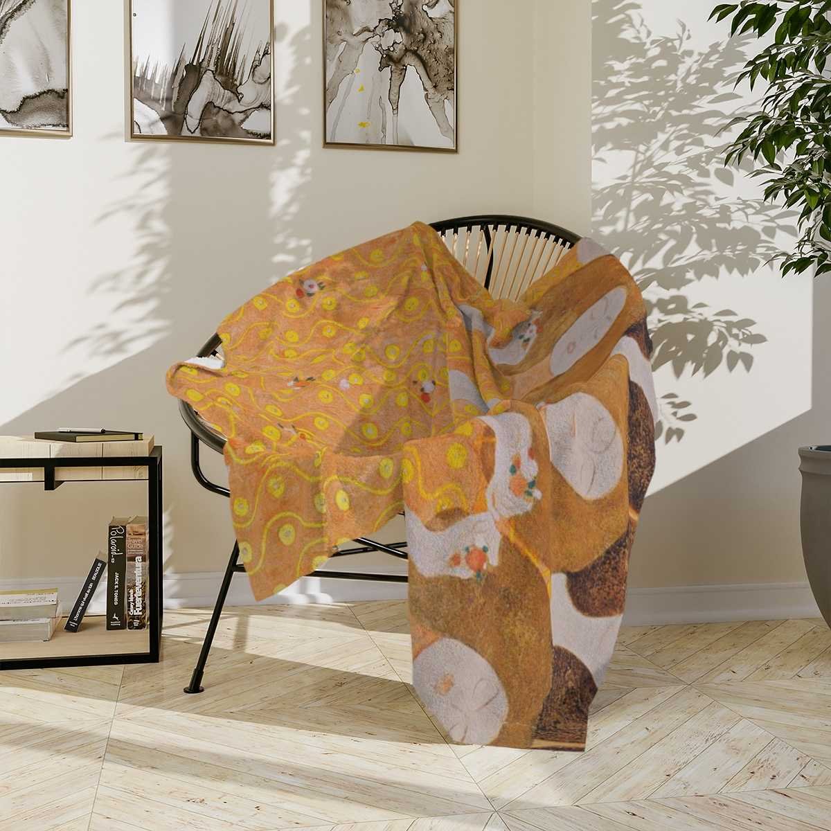 Gustav Klimt: Choir of Angels Detail Velveteen Minky Blanket - Image 8