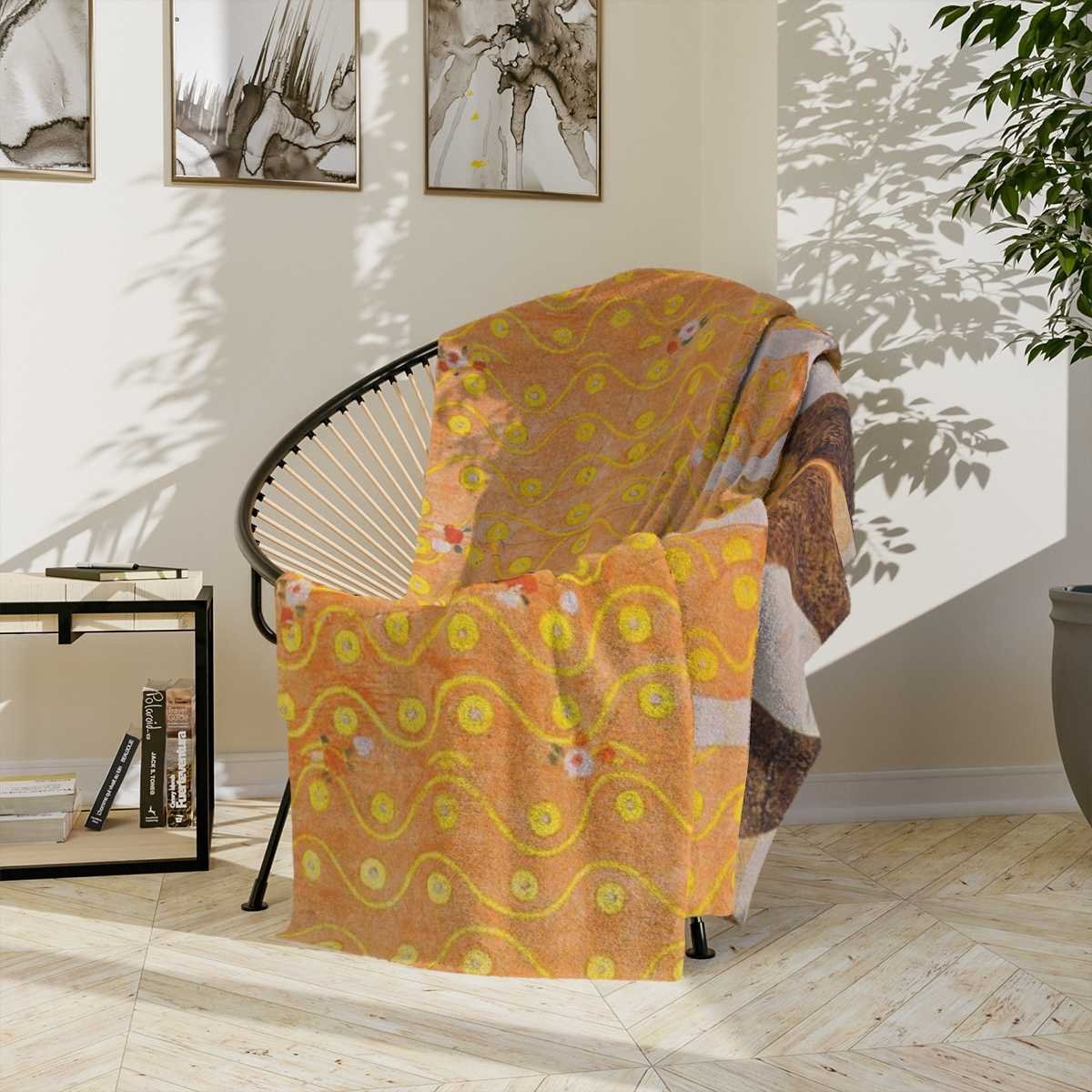 Gustav Klimt: Choir of Angels Detail Velveteen Minky Blanket - Image 13