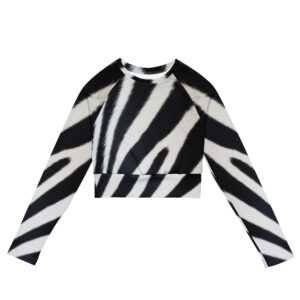 cgk.ink animal print Swanky Zebra Recycled Long-Sleeve Crop Top Swanky Zebra Recycled Long-Sleeve Crop Top the ECO-LOGIC COLLECTION cgk.ink