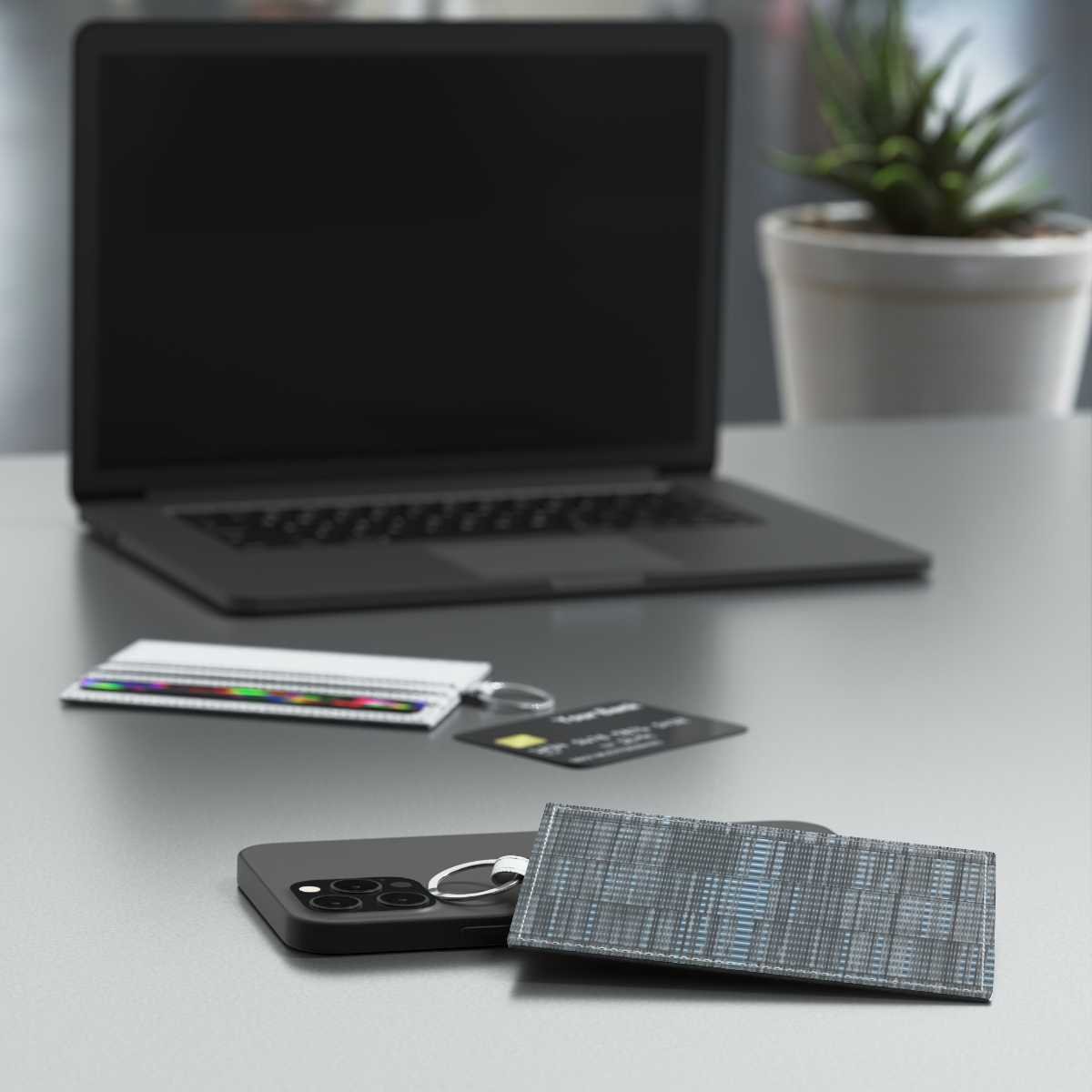 Stage Blue Saffiano Leather Card Holder - Image 5