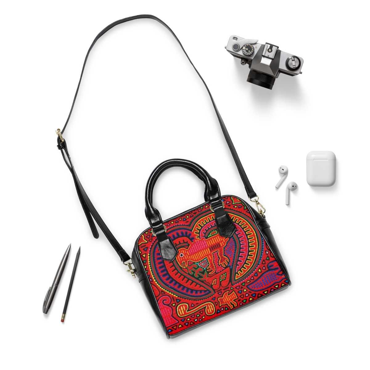 Crab & Bird Mola-Style Shoulder Handbag - Image 3