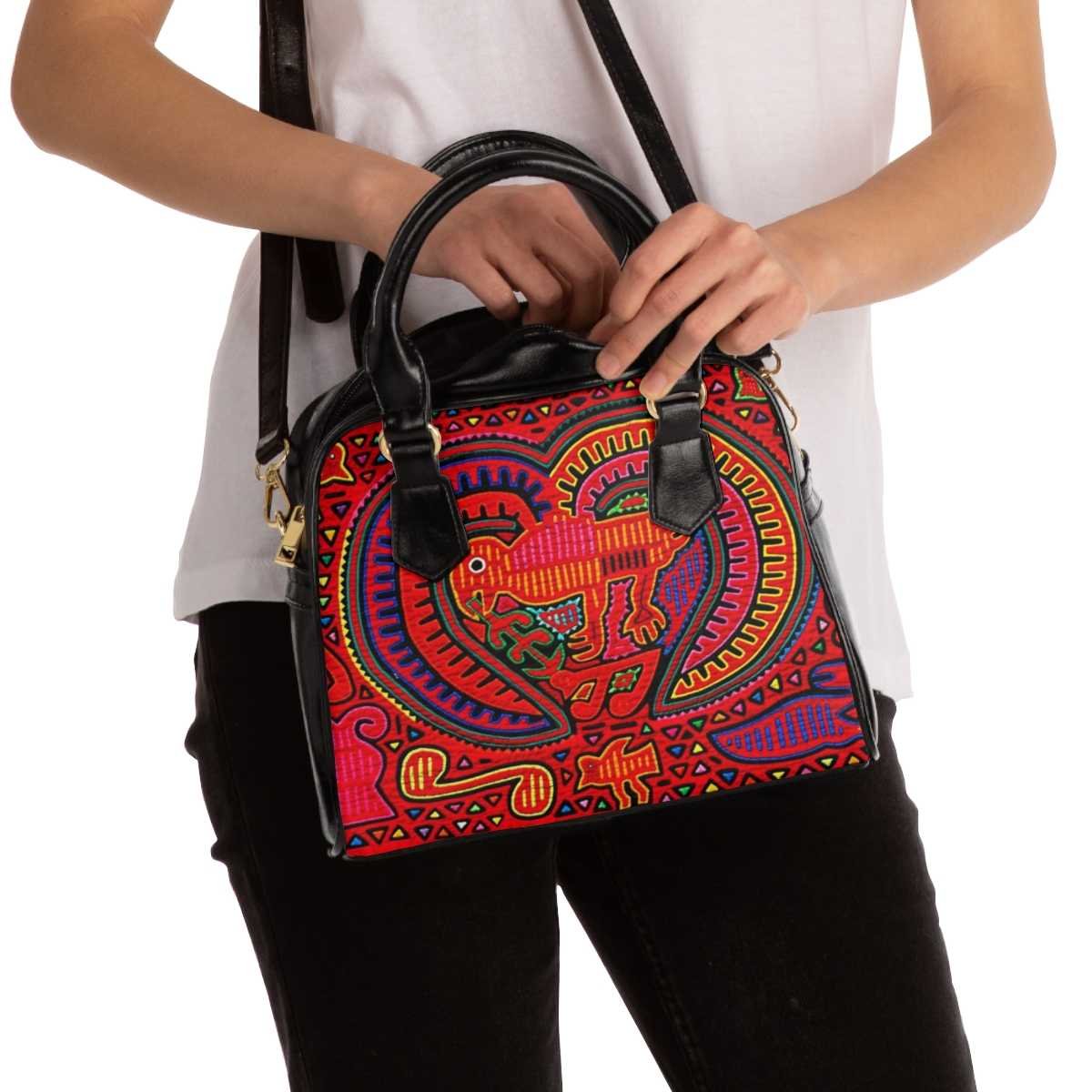 Crab & Bird Mola-Style Shoulder Handbag - Image 4