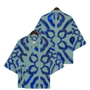 Cobalt Daisy Japanese-Style Kimono JAPAN cgk.ink