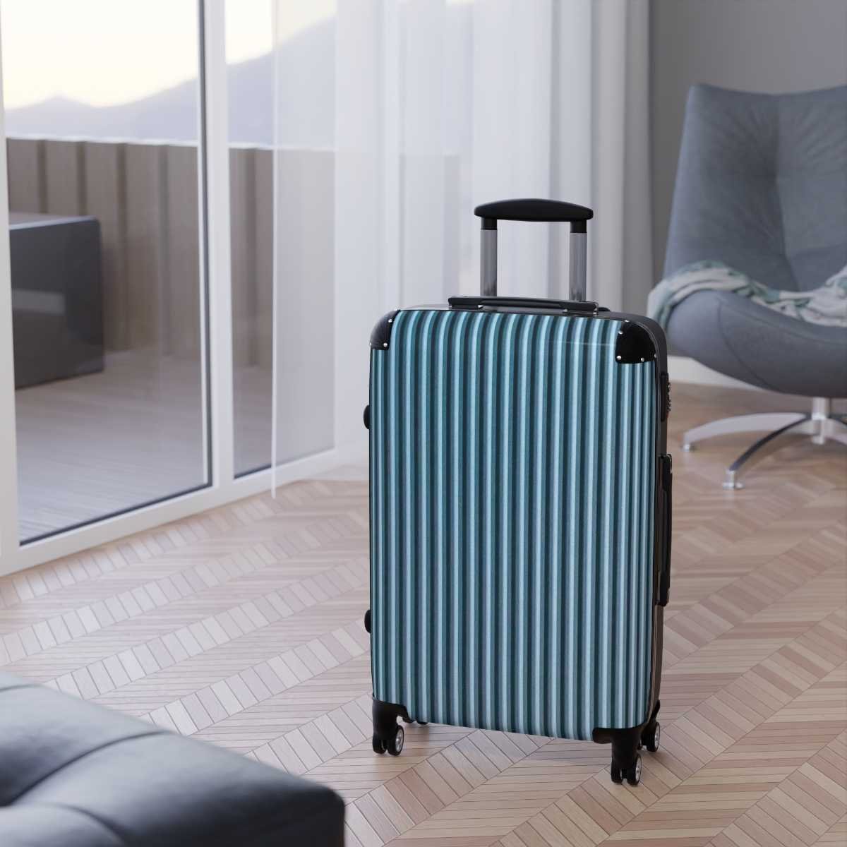 Pinstripe Roller Suitcase - Image 15
