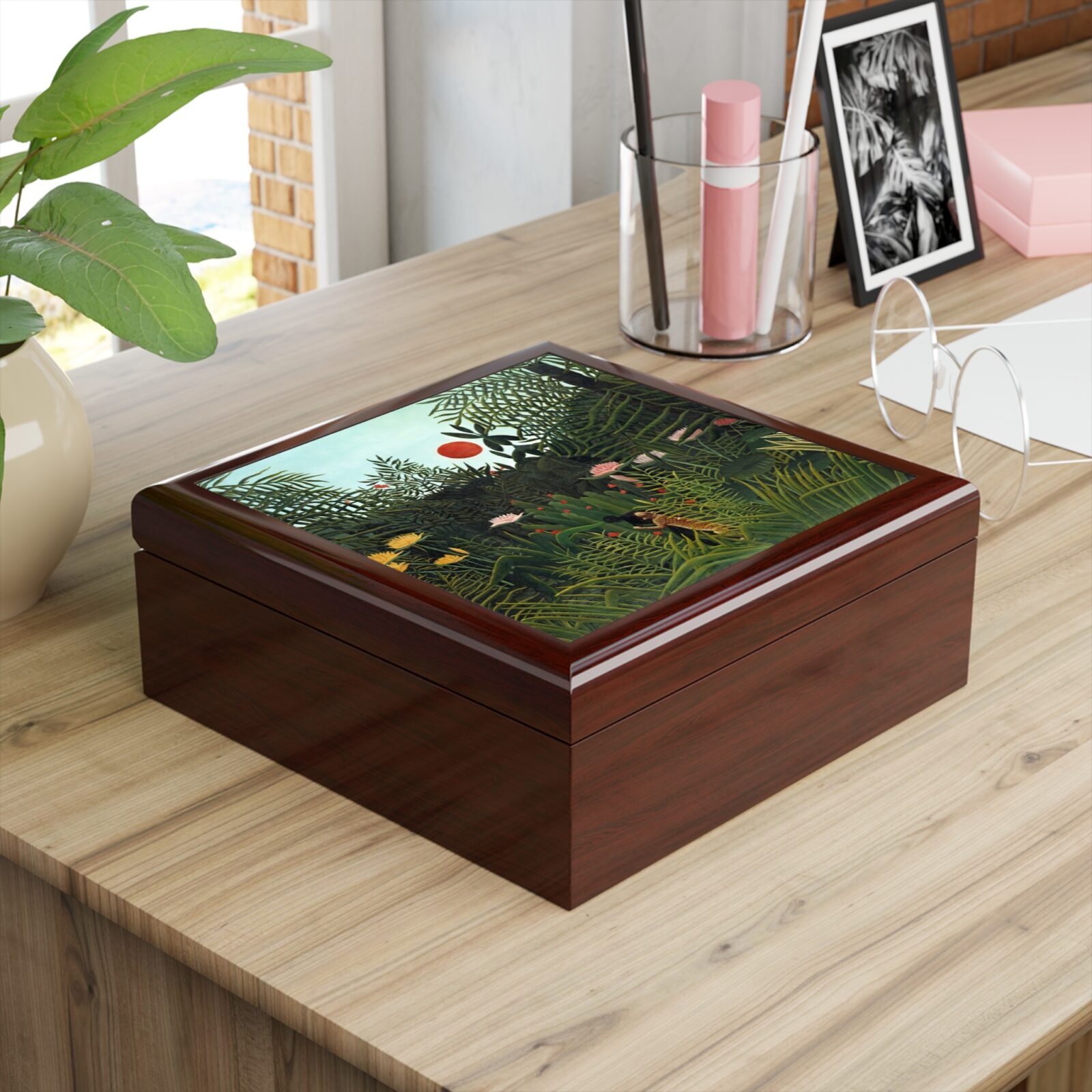 cgk.ink Fauvist Fine Art Henri Rousseau: Virgin Forest with Sunset (1910) Jewelry Box Henri Rousseau: Virgin Forest with Sunset (1910) Jewelry Box Henri Rousseau cgk.ink