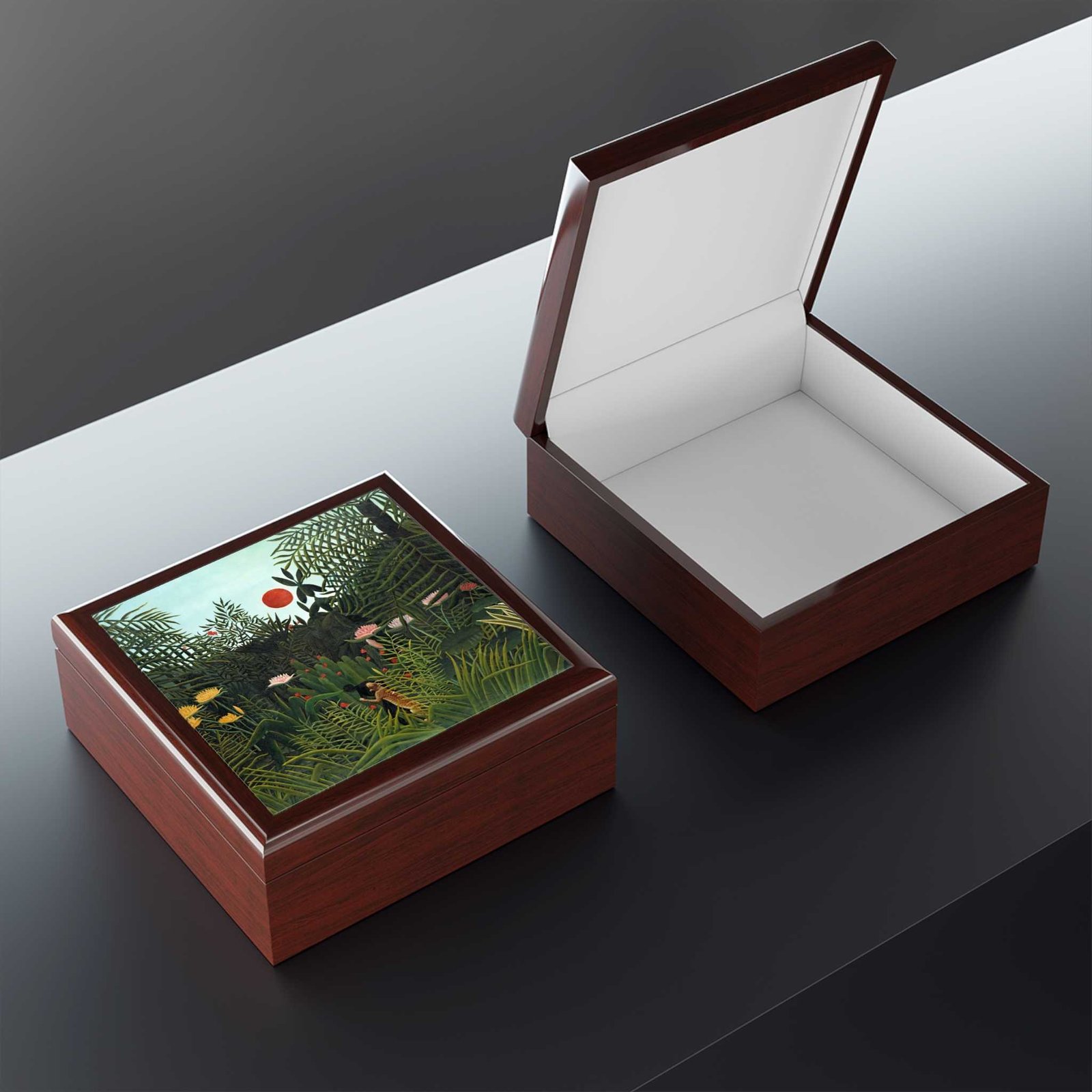 cgk.ink Fauvist Fine Art Henri Rousseau: Virgin Forest with Sunset (1910) Jewelry Box Henri Rousseau: Virgin Forest with Sunset (1910) Jewelry Box Henri Rousseau cgk.ink