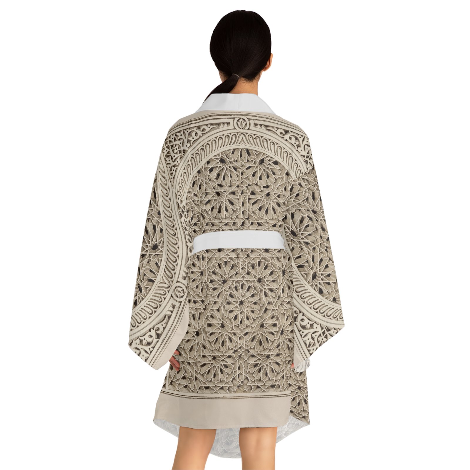 Lattice Kimono Long-Sleeve Lounge Wrap - Image 4
