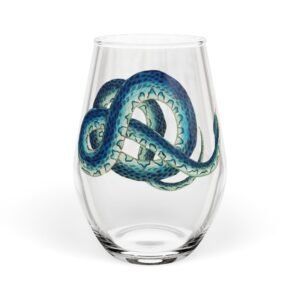 Blue Serpent Stemless Wine Glass — 11.75 oz Artistic Snake Design ENTERTAINING cgk.ink