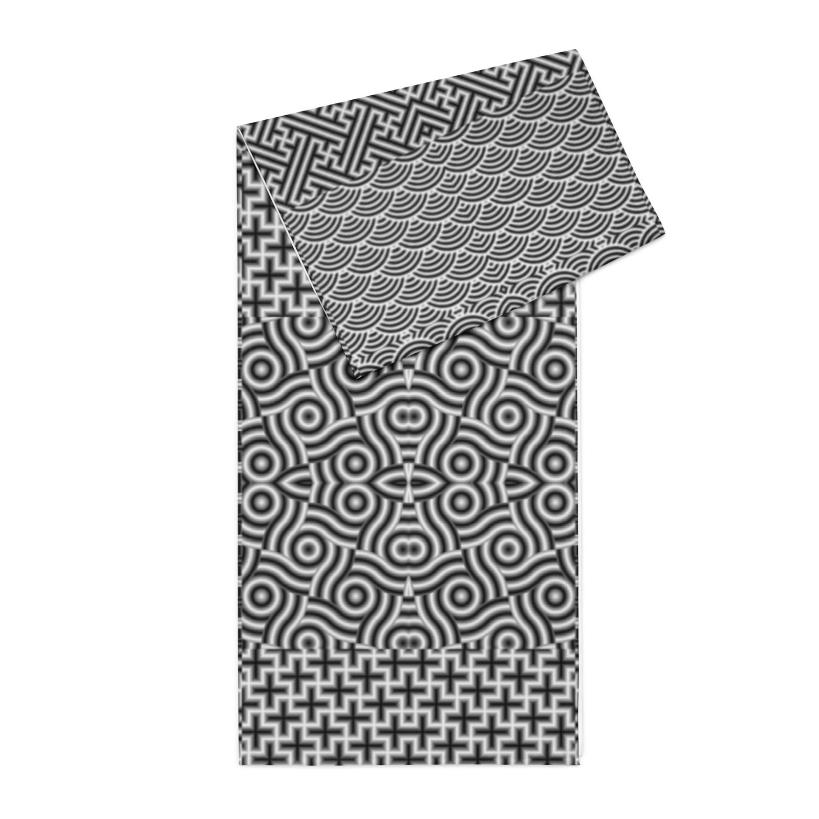 Black and White Sashiko (刺し子) Table Runner - Image 2