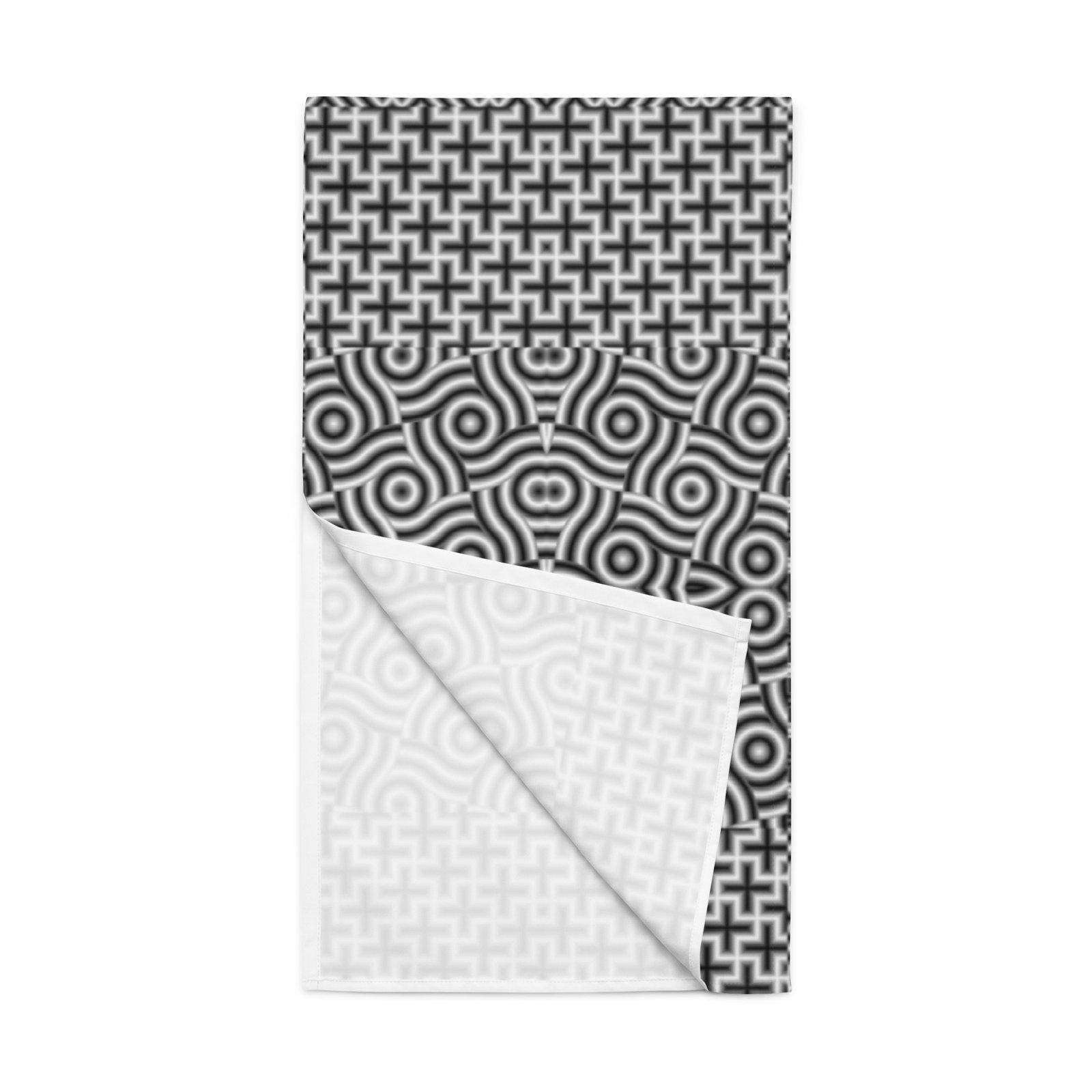 Black and White Sashiko (刺し子) Table Runner - Image 3