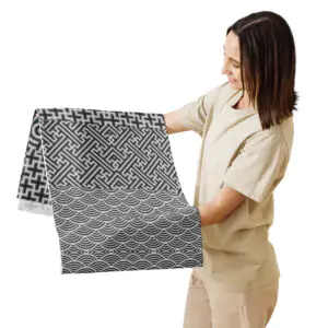 Black and White Sashiko (刺し子) Table Runner