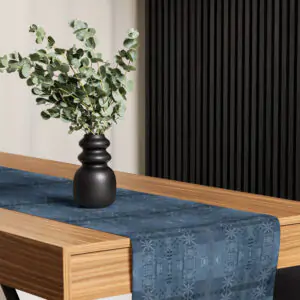 Blue Tiled Stream Sashiko (刺し子) Table Runner