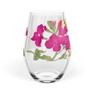 Flora Glassware: Pink Phlox Stemless Wine Glass ENTERTAINING cgk.ink