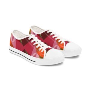 Women’s Low Top Sneakers — Bold Pink Geometric Floral Print NEW & FEATURED cgk.ink