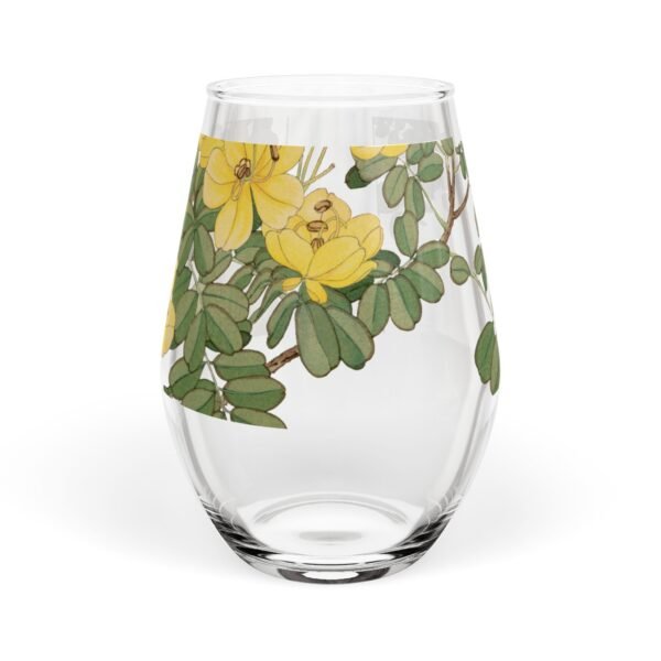 Flora Glassware: Yellow Trumpet Vine Stemless Wine Glass