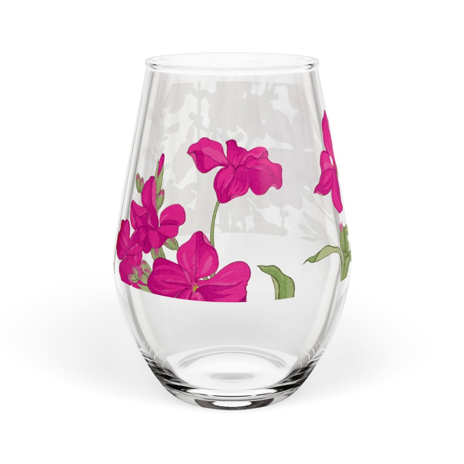 cgk.ink barware Flora Glassware: Pink Phlox Stemless Wine Glass Flora Glassware: Pink Phlox Stemless Wine Glass ENTERTAINING cgk.ink