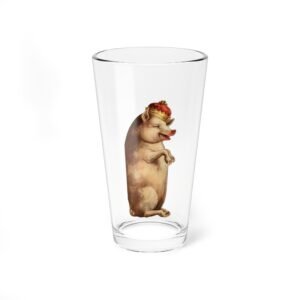 16oz Mixing Glass with Vintage Pig Illustration — Cocktail Barware ENTERTAINING cgk.ink