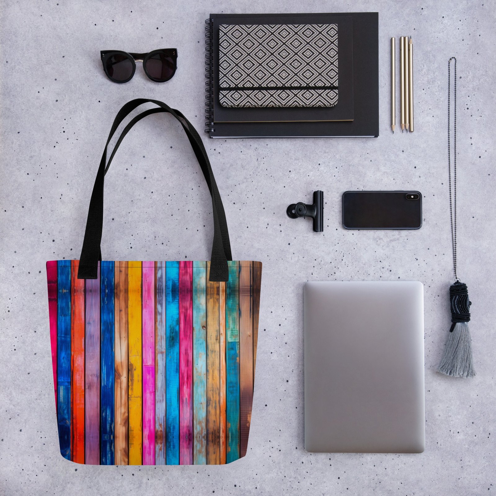 Slatted Rainbow Tote Bag - Image 3