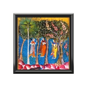 Hand-Painted Indian Miniature Jewelry Box — Traditional Rajasthani Ladies Design