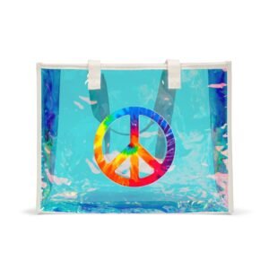 Peace Holographic Beach Tote Bag — Iridescent Peace Pool-Ready Carryall