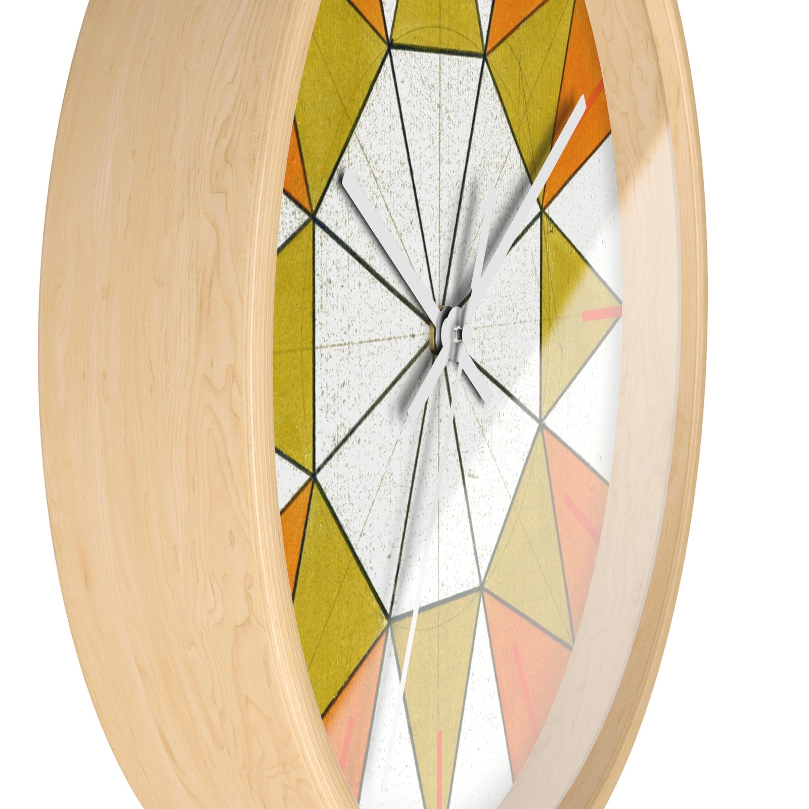 Geometric Sunburst Wall Clock — Mid-Century Modern Orange & Mustard Home Decor - Image 5