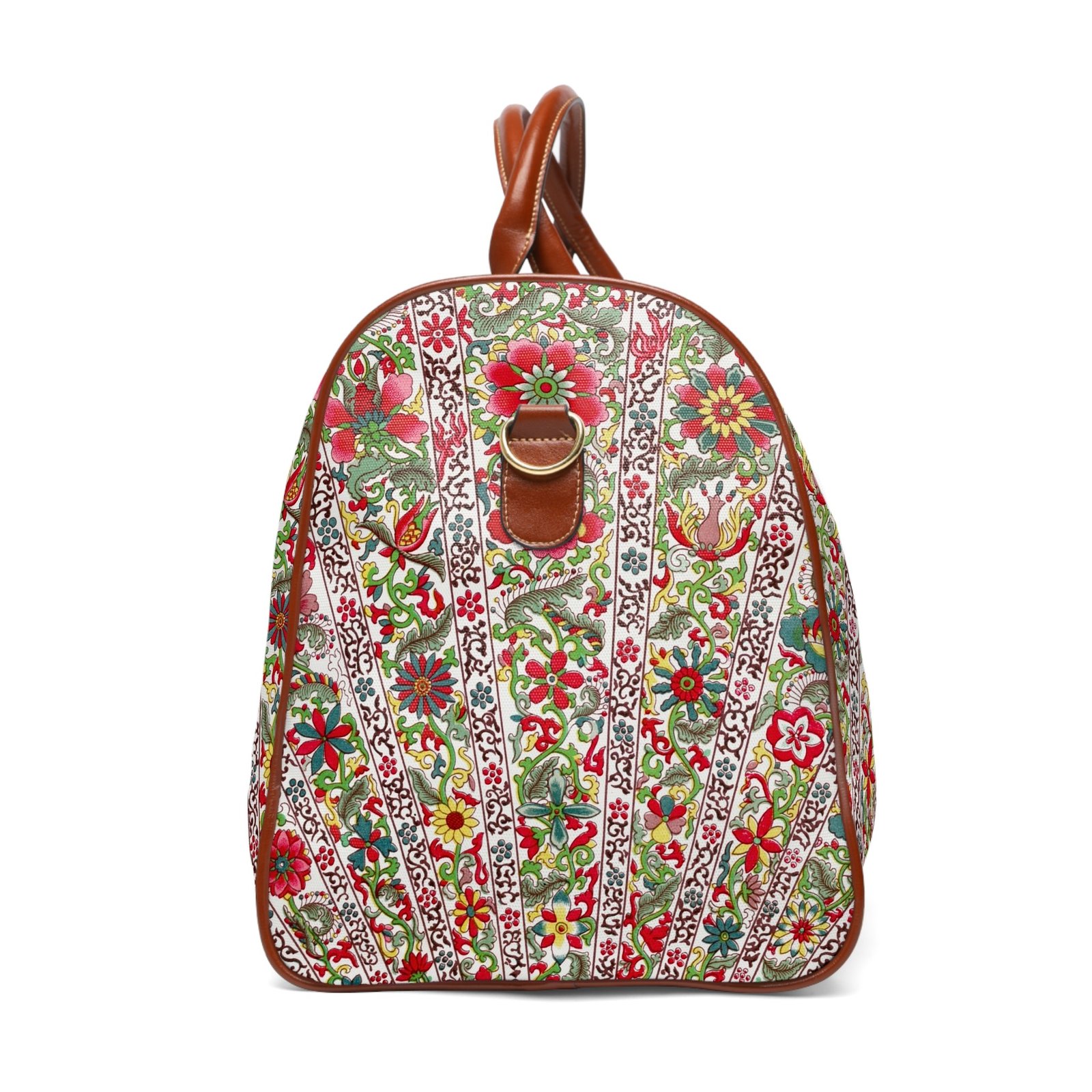 Floral Quilted Weekender Bag — Waterproof Travel Duffle with Leather Handles - Image 4