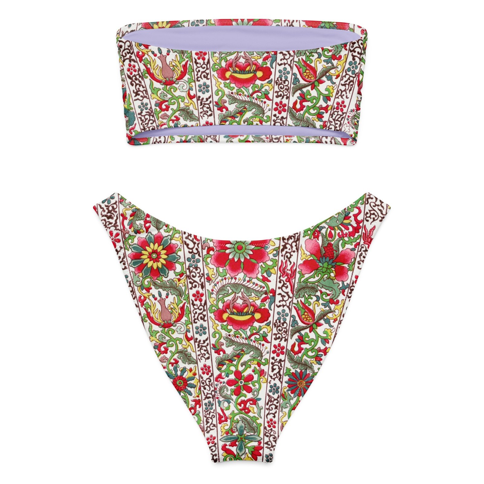 Chinoiserie Floral Print Recycled Bandeau Bikini - Image 10