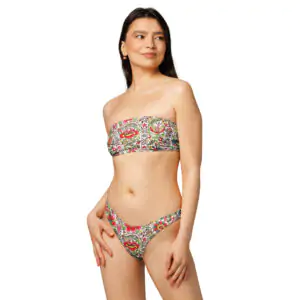 Chinoiserie Floral Print Recycled Bandeau Bikini