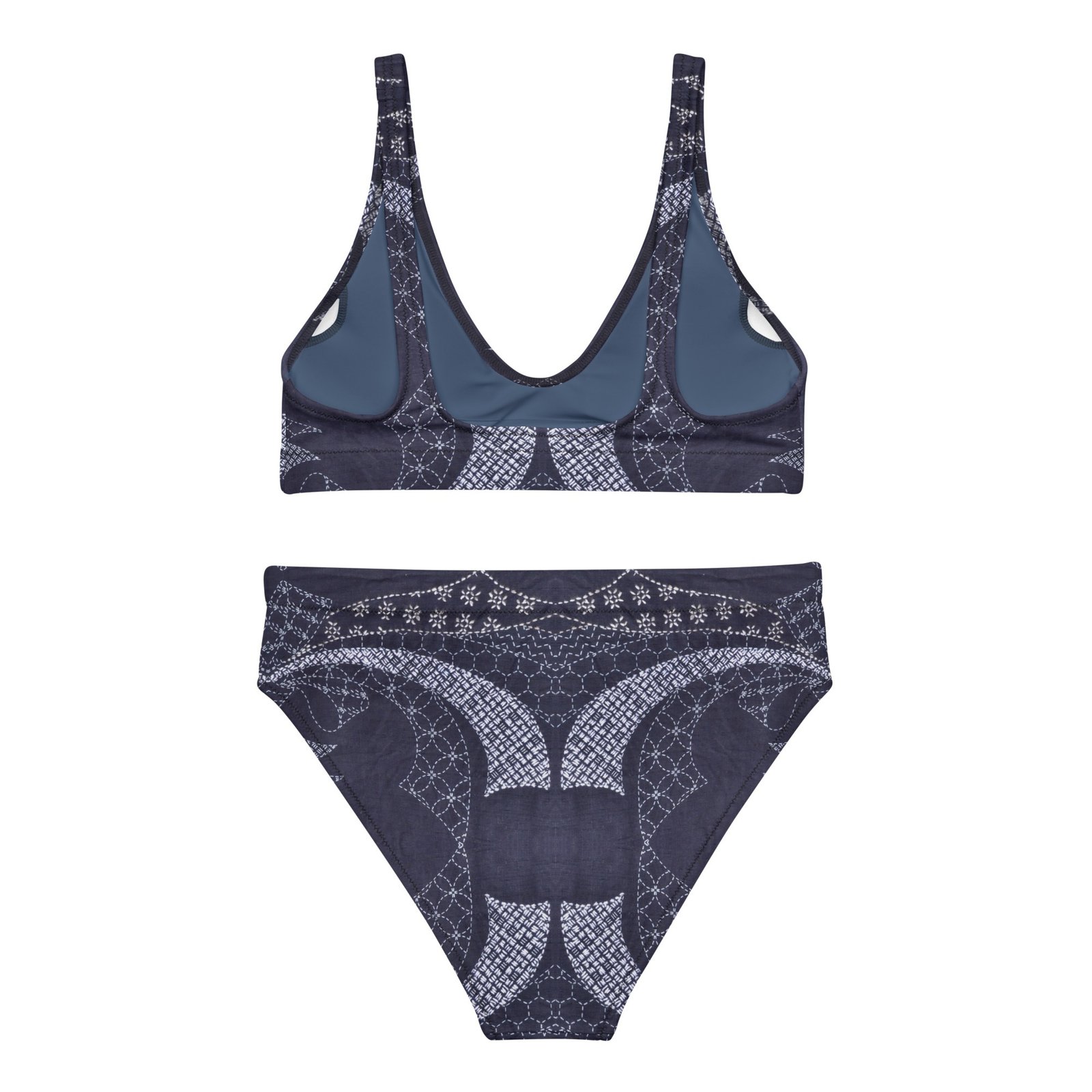 Curved Sashiko Pattern Recycled High-waisted Bikini - Image 13