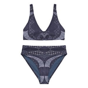 Curved Sashiko Pattern Recycled High-waisted Bikini