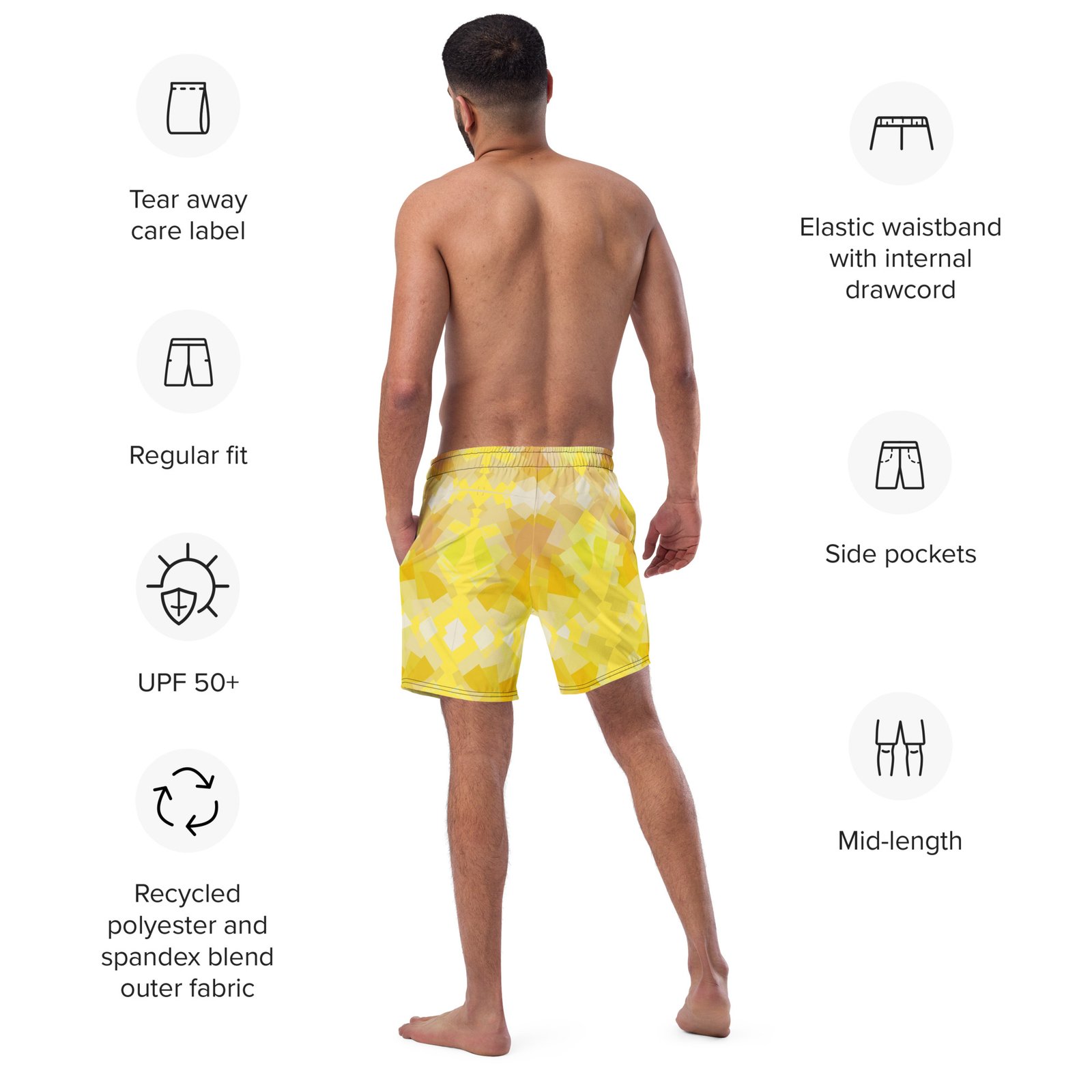 Yellow Tiles Recycled Swim Trunks - Image 13
