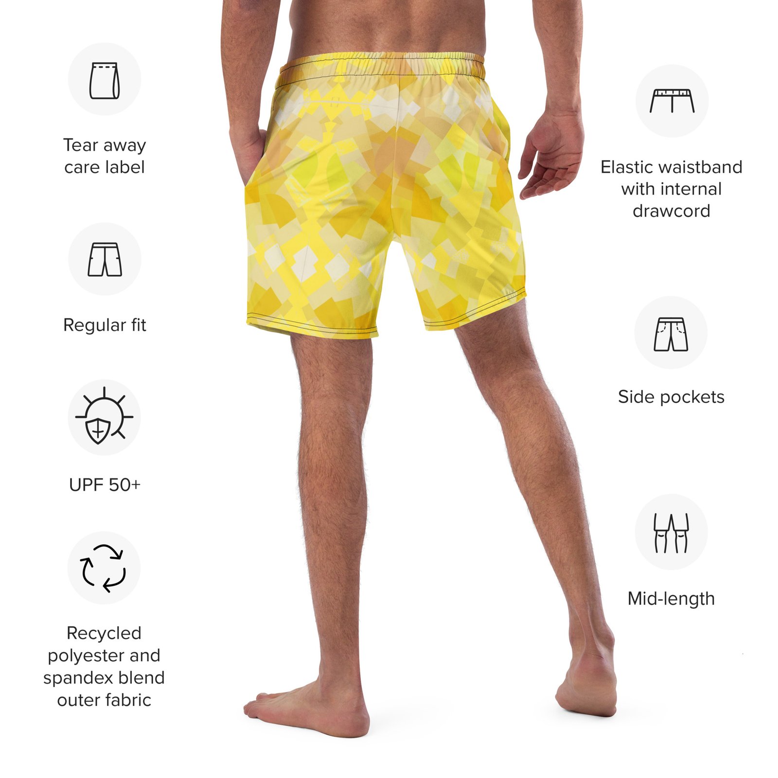 Yellow Tiles Recycled Swim Trunks - Image 12