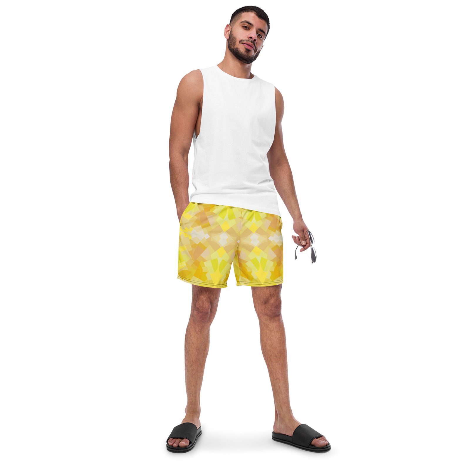 Yellow Tiles Recycled Swim Trunks - Image 11