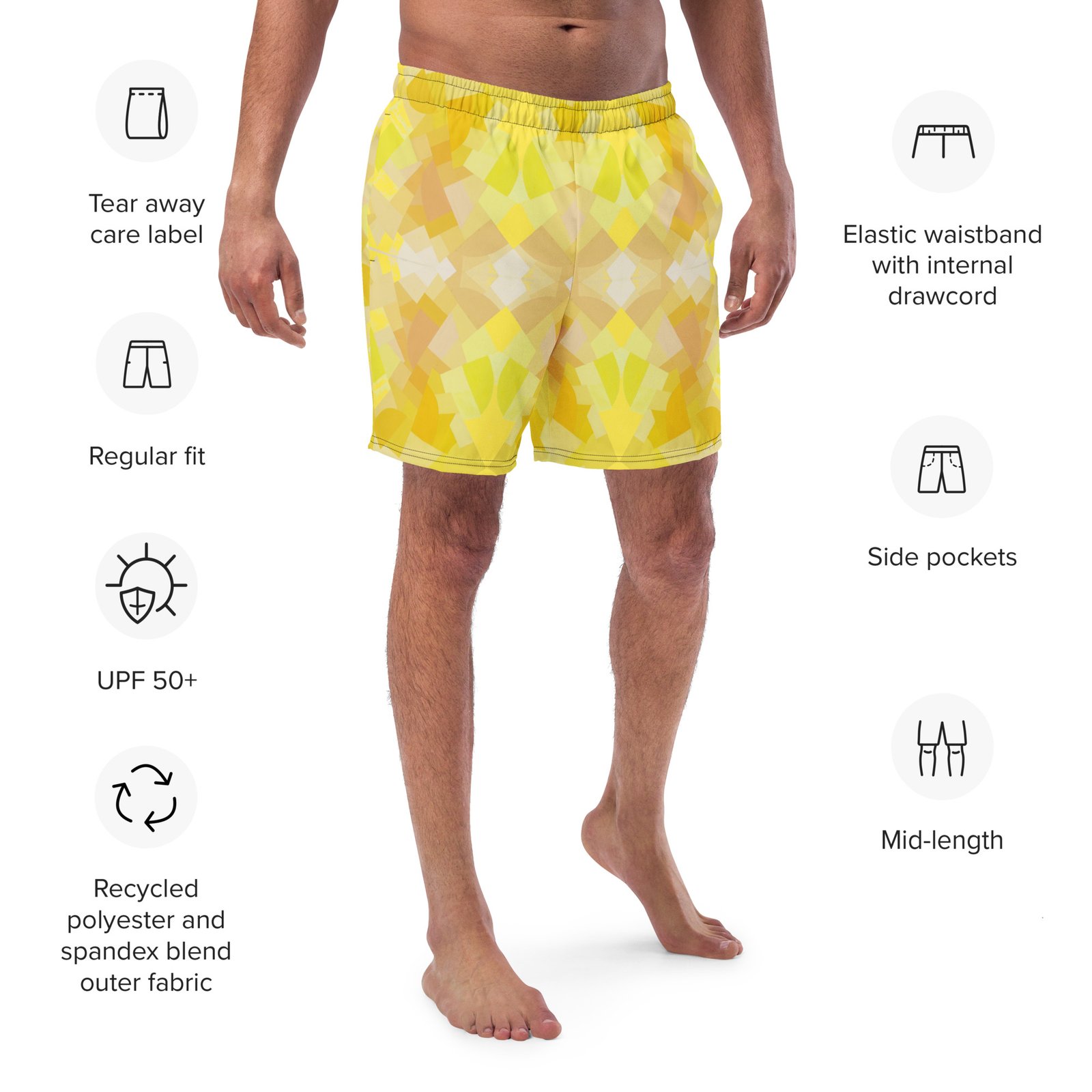 Yellow Tiles Recycled Swim Trunks - Image 9