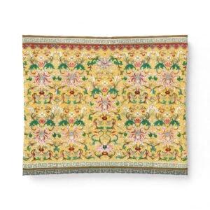 Floral Damask Cotton Comforter — Yellow Vintage Botanical Bedspread