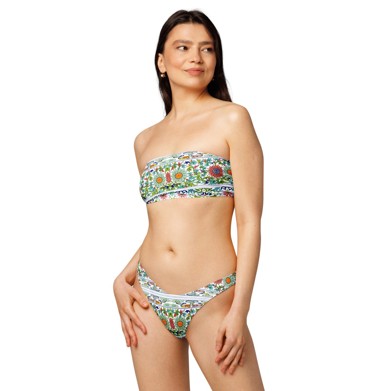 Chinoiserie Recycled Bandeau Bikini