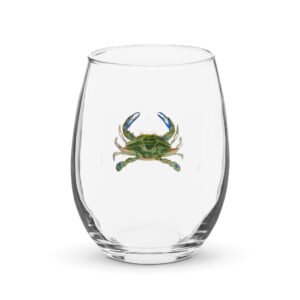Blue Crab Stemless Wine Glass