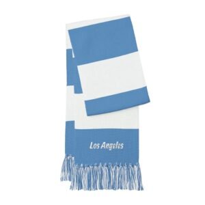 Embroidered Spectator Scarf — Striped Team Scarf with 'Los Angeles' Text