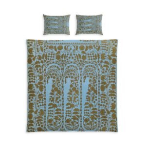 Boho Floral Cotton Bed Set - Blue & Olive Vintage Pattern