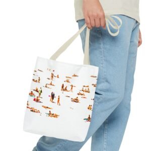 Beach Scene Tote Bag — Minimalist Summer Crowd Print
